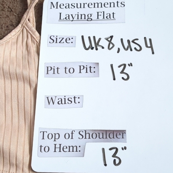 Nasty Gal To The Top Ribbed Strappy Crop Top in Sand size UK 8 - Picture 5 of 5